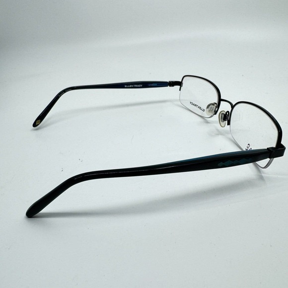 Ellen Tracy Eyeglasses Frame Hyperion black Blue 53-18-135 Half Rim‎ H9805